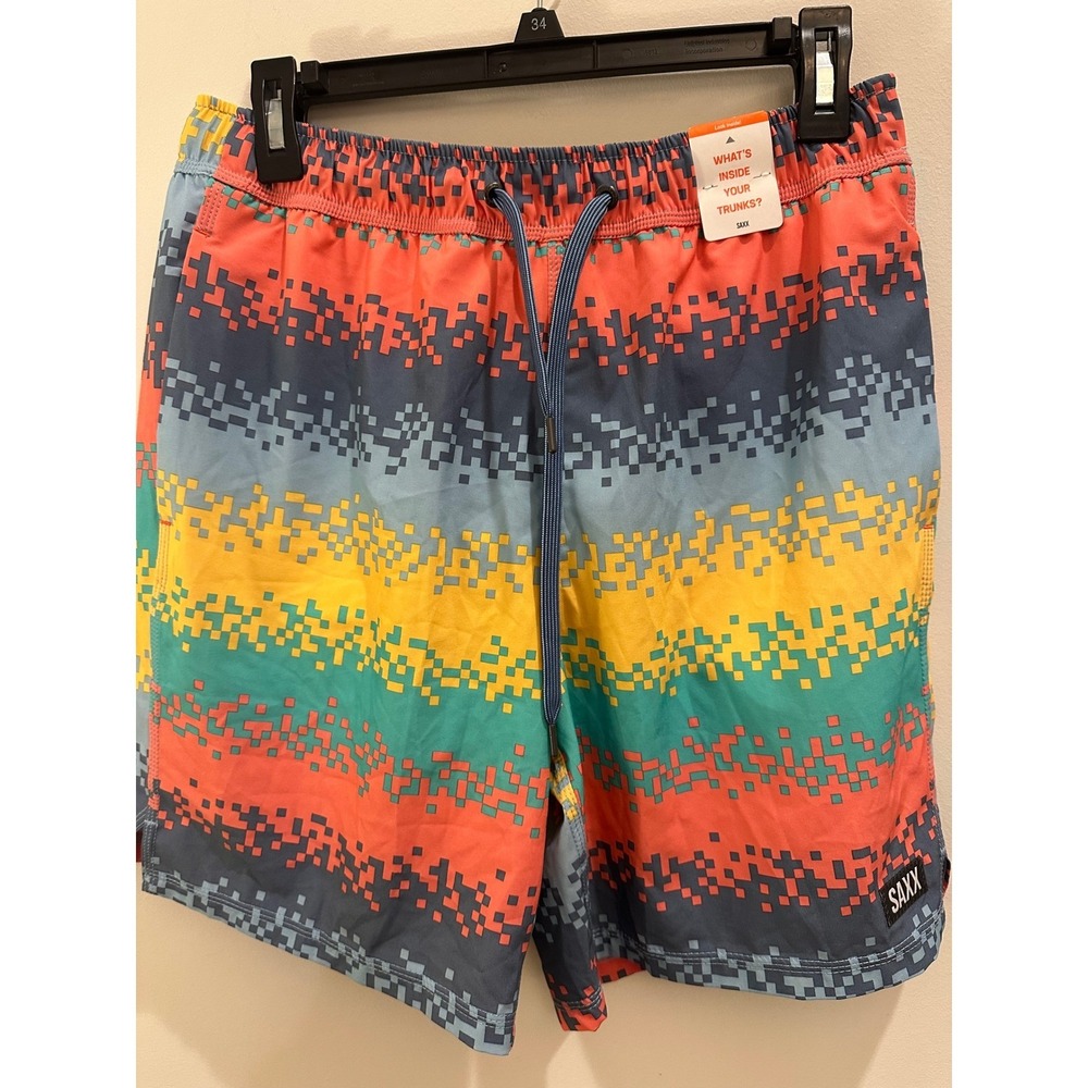 SAXX Oh Buoy 2N1 Volley Swim Trunks Men's Medium 7" BallPark Pouch Lined Shorts